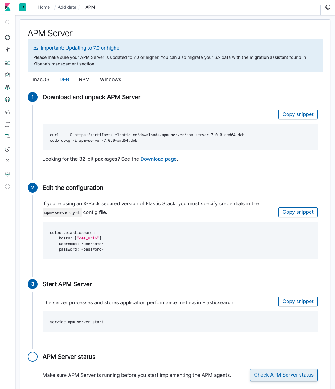 Kibana apm-server tutorial